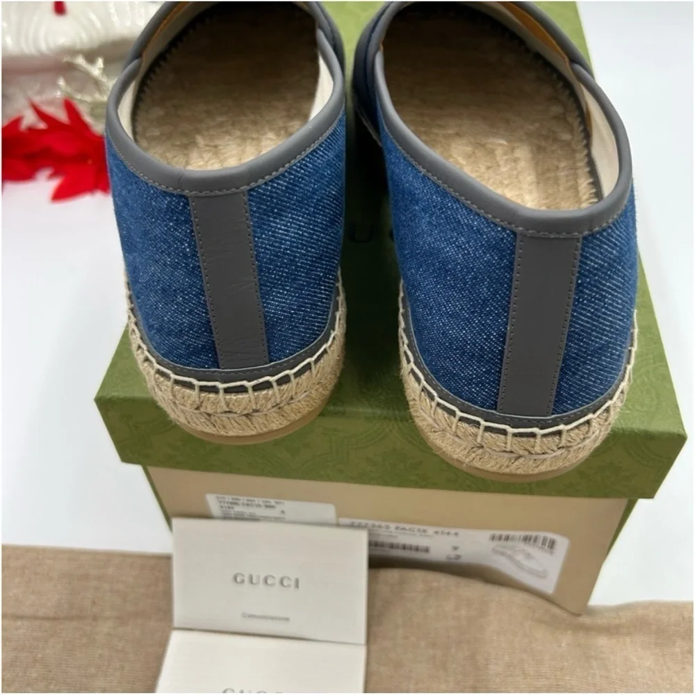 Gucci interlocking G Espadrilles in blue denim size 8 made in Spain